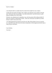 Complain about the product