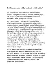 Kodėl jaunimas, menininkai maištauja prieš tradicijas?