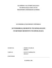 Automobilių remonto technologija: teorinė ir technologinė dalys 1 puslapis