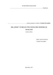 AB "LINAS" pelningumo rodiklių analizė