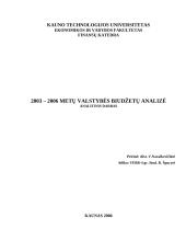 2003–2006 metų valstybės biudžetų analizė