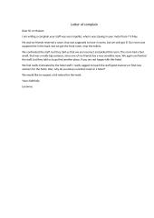 Letter of complain (motel)