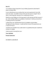 Letter about holidays 