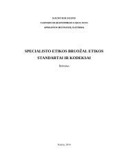 Specialisto etikos bruožai. Etikos standartai ir kodeksai