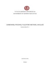 Asmeninių finansų valdymo metodų analizė