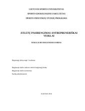 Atletų pasirengimas antrepreneriškai veiklai
