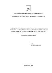 UAB "Anetus" transporto paslaugų eksporto į Vokietijos ir Prancūzijos rinkas galimybės
