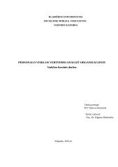 Personalo veiklos vertinimo analizė