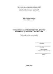 UAB „Palink“ darbuotojų motyvacijos sistema