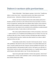 Dukters ir motinos ryšio poetizavimas