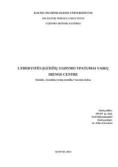Lyderystės įgūdžių ugdymo ypatumai vaikų dienos centre