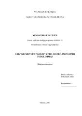 UAB “Klimkynės parkai” veiklos organizavimo tobulinimas