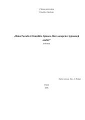 Blaise Pascalio ir Benedikto Spinozos Dievo samprata: lyginamoji analizė