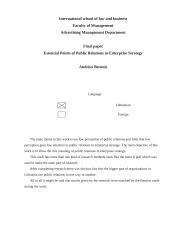 Viešųjų ryšių veiklos esmė įmonės strategijoje 3 puslapis