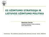ES užimtumo strategija ir Lietuvos užimtumo politika