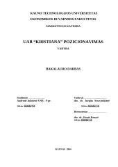 UAB “Kristiana” pozicionavimas
