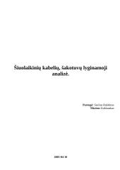 Šiuolaikinių kabelių, šakotuvų lyginamoji analizė